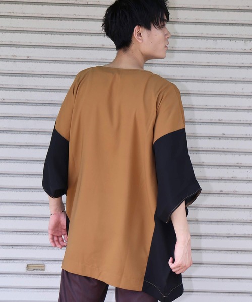 revertical(リバーティカル)の「配色ドルマンビッグTシャツ(Tシャツ/カットソー・メンズ・キャメル/ブラック/ワイン・L/M)」の14枚目の写真