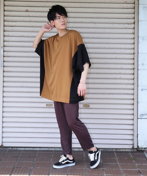 revertical(リバーティカル)の「配色ドルマンビッグTシャツ(Tシャツ/カットソー・メンズ・キャメル/ブラック/ワイン・L/M)」の8枚目の写真