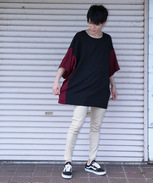 revertical(リバーティカル)の「配色ドルマンビッグTシャツ(Tシャツ/カットソー・メンズ・キャメル/ブラック/ワイン・L/M)」の11枚目の写真