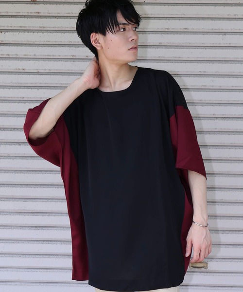 revertical(リバーティカル)の「配色ドルマンビッグTシャツ(Tシャツ/カットソー・メンズ・キャメル/ブラック/ワイン・L/M)」の6枚目の写真