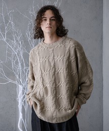 CASPER JOHN | Window-pane Cable Knit/ウインドペンケーブルニット(ニット/セーター)