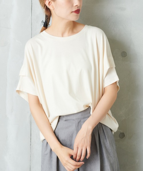 PUAL CE CIN（ピュアルセシン）の「シルケット風タックＴシャツ（Tシャツ/カットソー・レディース・チャコールグレー/ベージュ/グレー/ナチュラル/ピンクベージュ・FREE）」の18枚目の写真