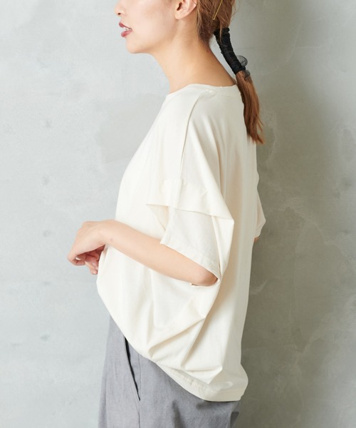 PUAL CE CIN（ピュアルセシン）の「シルケット風タックＴシャツ（Tシャツ/カットソー・レディース・チャコールグレー/ベージュ/グレー/ナチュラル/ピンクベージュ・FREE）」の15枚目の写真