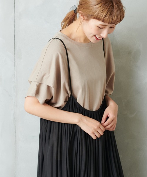 PUAL CE CIN（ピュアルセシン）の「シルケット風タックＴシャツ（Tシャツ/カットソー・レディース・チャコールグレー/ベージュ/グレー/ナチュラル/ピンクベージュ・FREE）」の21枚目の写真