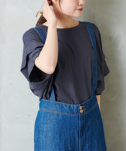 PUAL CE CIN（ピュアルセシン）の「シルケット風タックＴシャツ（Tシャツ/カットソー・レディース・チャコールグレー/ベージュ/グレー/ナチュラル/ピンクベージュ・FREE）」の17枚目の写真