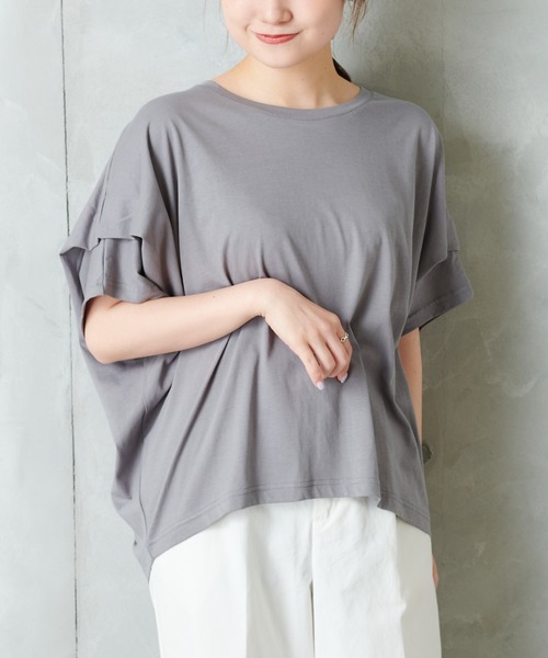 PUAL CE CIN（ピュアルセシン）の「シルケット風タックＴシャツ（Tシャツ/カットソー・レディース・チャコールグレー/ベージュ/グレー/ナチュラル/ピンクベージュ・FREE）」の22枚目の写真