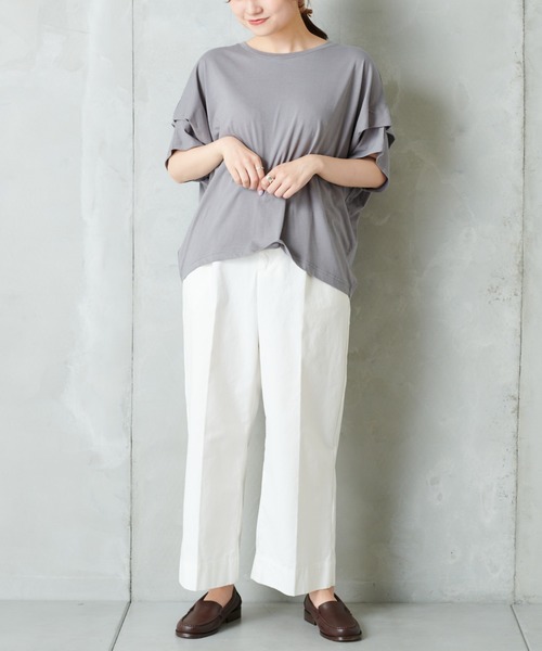 PUAL CE CIN（ピュアルセシン）の「シルケット風タックＴシャツ（Tシャツ/カットソー・レディース・チャコールグレー/ベージュ/グレー/ナチュラル/ピンクベージュ・FREE）」の14枚目の写真