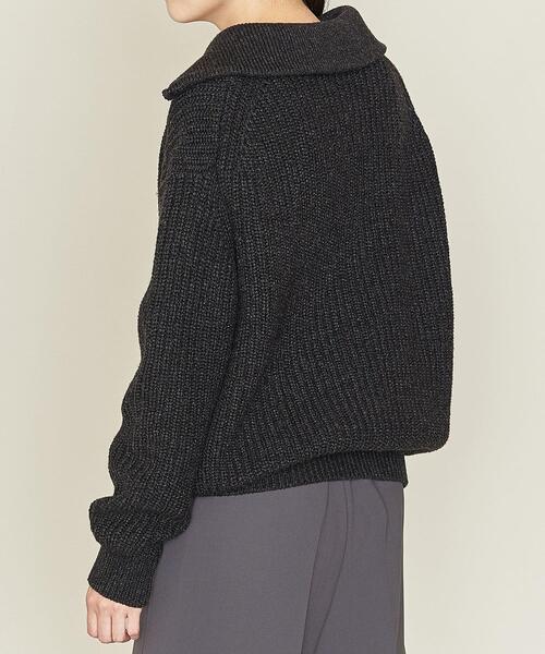 ASTRAET(アストラット)の「<ASTRAET(アストラット)>5G リブ ジップ タートルネックニット†(ニット/セーター・レディース・ブラック/ダークブラウン・FREE)」の7枚目の写真