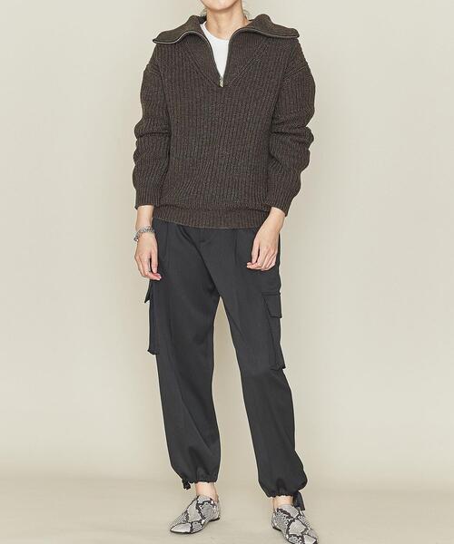 ASTRAET(アストラット)の「<ASTRAET(アストラット)>5G リブ ジップ タートルネックニット†(ニット/セーター・レディース・ブラック/ダークブラウン・FREE)」の15枚目の写真