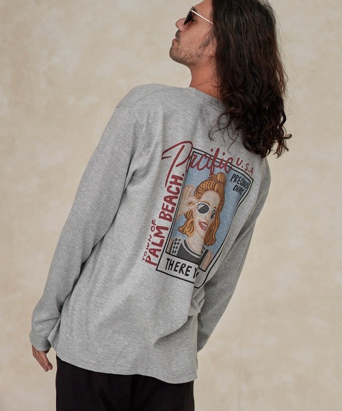 CAMBIO(カンビオ)の「mlt3122-Print L-S Tee - Pacific girl(Tシャツ/カットソー・メンズ・ホワイト/スミクロ/グレー・S/M/L/XL)」の3枚目の写真