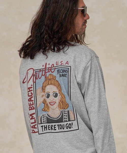 CAMBIO(カンビオ)の「mlt3122-Print L-S Tee - Pacific girl(Tシャツ/カットソー・メンズ・ホワイト/スミクロ/グレー・S/M/L/XL)」の9枚目の写真