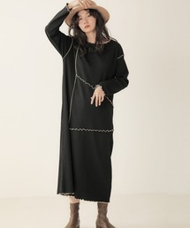 Bab | 【WEB限定】配色メロウカットリブワンピース(ワンピース)