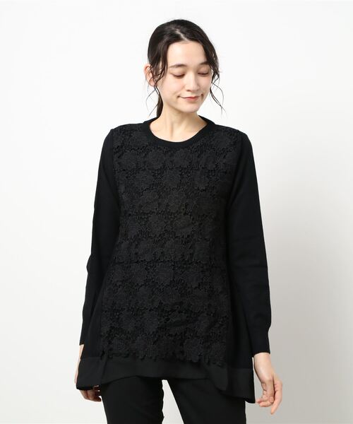 BELLUNA(ベルーナ)の「レース使い裾切替ニットチュニック(ニット/セーター・レディース・ブラック/ターコイズブルー/レッド系その他・MEDIUM/LARGE/X-LARGE)」の13枚目の写真
