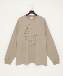 ビッグシルエット コットン天竺 刺繍 線画アートデザインL/Sカットソー(EMMA CLOTHES - Relationship)
