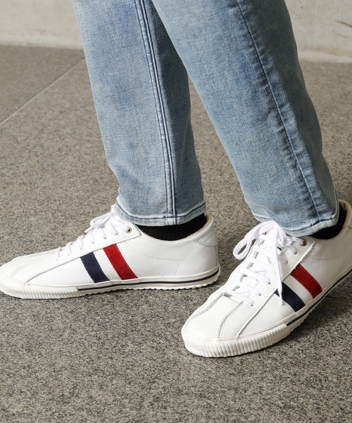 MEN'S BIGI(メンズビギ)の「<maccheronian(マカロニアン)>別注レザースニーカー(スニーカー・メンズ・ホワイト/ネイビー・01/02/03)」の14枚目の写真