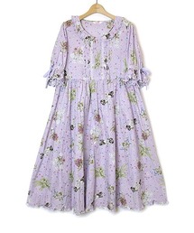 PINK HOUSE リボンと染花のまどい　ミディワンピース PINK HOUSE（ピンクハウス）の「染花とリボンのまといプリント