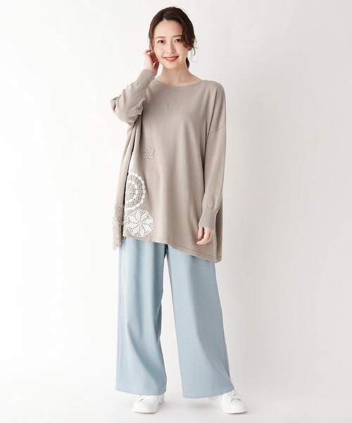 smart pink(スマートピンク)の「◆【手洗い可】レースモチーフ付きニットプルオーバー(ニット/セーター・レディース・ライトグレー/ベージュ・88)」の10枚目の写真