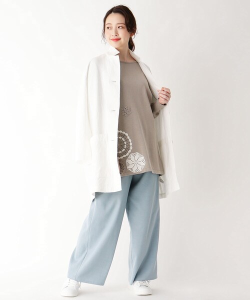 smart pink(スマートピンク)の「◆【手洗い可】レースモチーフ付きニットプルオーバー(ニット/セーター・レディース・ライトグレー/ベージュ・88)」の11枚目の写真