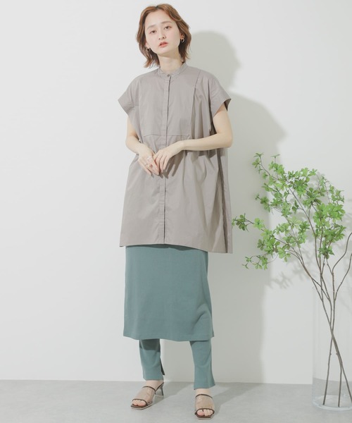 SENSE OF PLACE by URBAN RESEARCH（センスオブプレイスバイアーバンリサーチ）の「フレンチスリーブチュニックドレスシャツ（シャツ/ブラウス・レディース・グレー/ブラック/オフホワイト・ONE）」の12枚目の写真