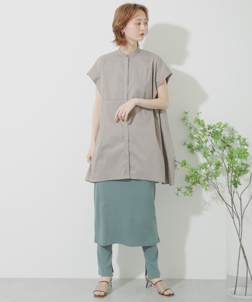 SENSE OF PLACE by URBAN RESEARCH（センスオブプレイスバイアーバンリサーチ）の「フレンチスリーブチュニックドレスシャツ（シャツ/ブラウス・レディース・グレー/ブラック/オフホワイト・ONE）」の13枚目の写真