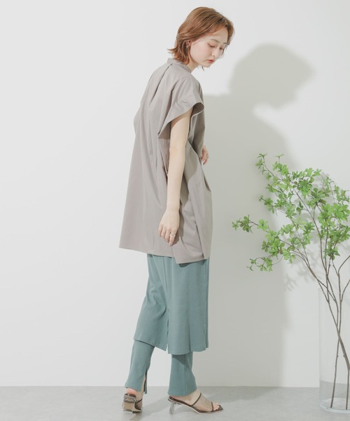 SENSE OF PLACE by URBAN RESEARCH（センスオブプレイスバイアーバンリサーチ）の「フレンチスリーブチュニックドレスシャツ（シャツ/ブラウス・レディース・グレー/ブラック/オフホワイト・ONE）」の15枚目の写真