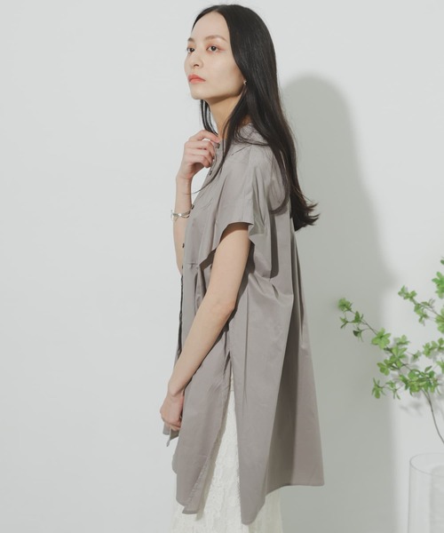 SENSE OF PLACE by URBAN RESEARCH（センスオブプレイスバイアーバンリサーチ）の「フレンチスリーブチュニックドレスシャツ（シャツ/ブラウス・レディース・グレー/ブラック/オフホワイト・ONE）」の17枚目の写真