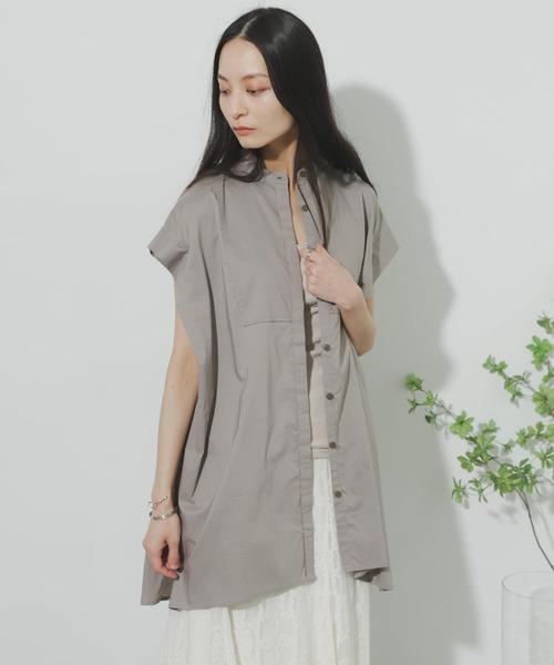 SENSE OF PLACE by URBAN RESEARCH（センスオブプレイスバイアーバンリサーチ）の「フレンチスリーブチュニックドレスシャツ（シャツ/ブラウス・レディース・グレー/ブラック/オフホワイト・ONE）」の18枚目の写真