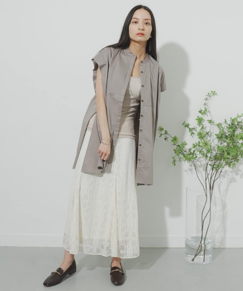 SENSE OF PLACE by URBAN RESEARCH（センスオブプレイスバイアーバンリサーチ）の「フレンチスリーブチュニックドレスシャツ（シャツ/ブラウス・レディース・グレー/ブラック/オフホワイト・ONE）」の20枚目の写真