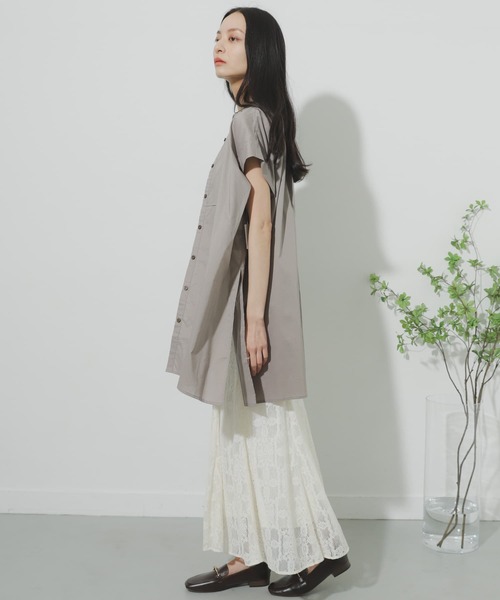 SENSE OF PLACE by URBAN RESEARCH（センスオブプレイスバイアーバンリサーチ）の「フレンチスリーブチュニックドレスシャツ（シャツ/ブラウス・レディース・グレー/ブラック/オフホワイト・ONE）」の22枚目の写真