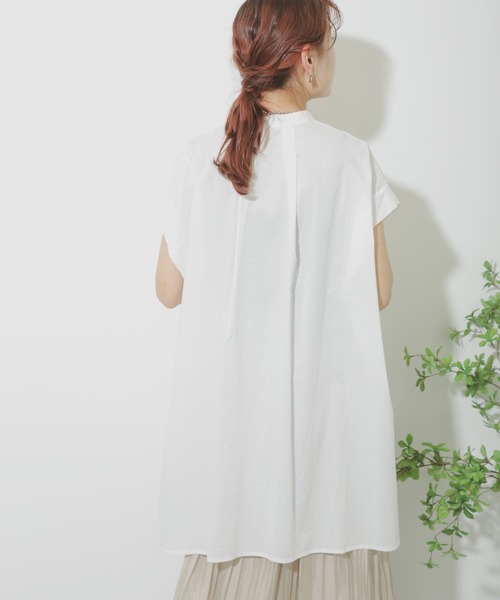 SENSE OF PLACE by URBAN RESEARCH（センスオブプレイスバイアーバンリサーチ）の「フレンチスリーブチュニックドレスシャツ（シャツ/ブラウス・レディース・グレー/ブラック/オフホワイト・ONE）」の8枚目の写真