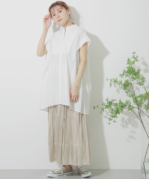 SENSE OF PLACE by URBAN RESEARCH（センスオブプレイスバイアーバンリサーチ）の「フレンチスリーブチュニックドレスシャツ（シャツ/ブラウス・レディース・グレー/ブラック/オフホワイト・ONE）」の9枚目の写真