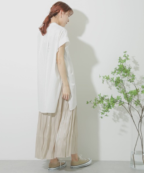 SENSE OF PLACE by URBAN RESEARCH（センスオブプレイスバイアーバンリサーチ）の「フレンチスリーブチュニックドレスシャツ（シャツ/ブラウス・レディース・グレー/ブラック/オフホワイト・ONE）」の11枚目の写真