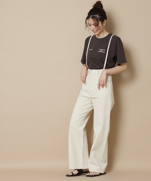 N.（N. Natural Beauty Basic）（エヌエヌナチュラルビューティーベーシック）の「◆ショートロゴＴシャツ（Tシャツ/カットソー・レディース・オフホワイト/ライトグリーン/スミクロ・MEDIUM）」の6枚目の写真