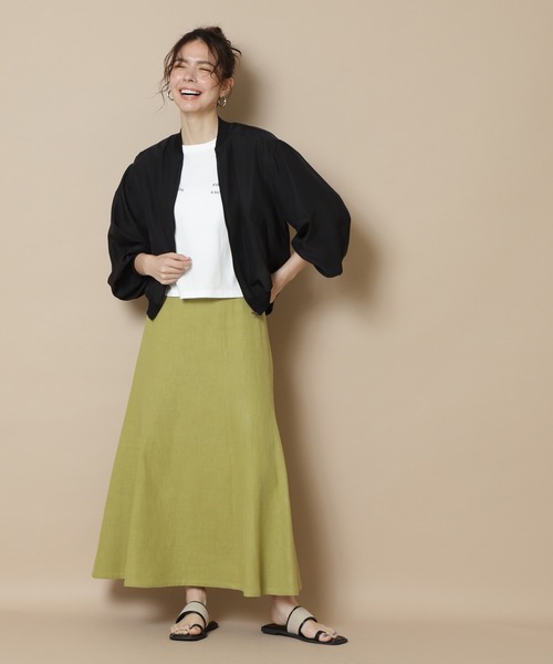 N.（N. Natural Beauty Basic）（エヌエヌナチュラルビューティーベーシック）の「◆ショートロゴＴシャツ（Tシャツ/カットソー・レディース・オフホワイト/ライトグリーン/スミクロ・MEDIUM）」の5枚目の写真