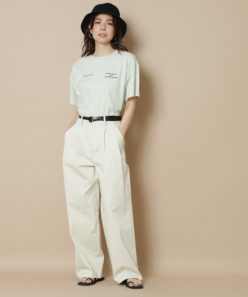 N.（N. Natural Beauty Basic）（エヌエヌナチュラルビューティーベーシック）の「◆ショートロゴＴシャツ（Tシャツ/カットソー・レディース・オフホワイト/ライトグリーン/スミクロ・MEDIUM）」の8枚目の写真