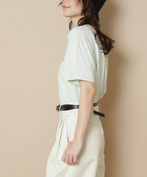 N.（N. Natural Beauty Basic）（エヌエヌナチュラルビューティーベーシック）の「◆ショートロゴＴシャツ（Tシャツ/カットソー・レディース・オフホワイト/ライトグリーン/スミクロ・MEDIUM）」の10枚目の写真