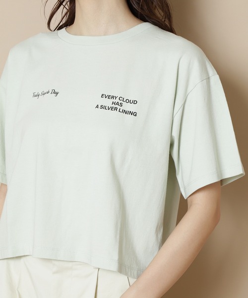N.（N. Natural Beauty Basic）（エヌエヌナチュラルビューティーベーシック）の「◆ショートロゴＴシャツ（Tシャツ/カットソー・レディース・オフホワイト/ライトグリーン/スミクロ・MEDIUM）」の12枚目の写真