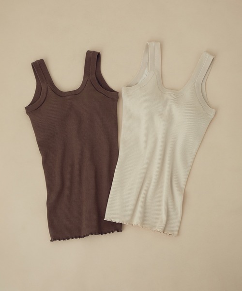 ADAM ET ROPE'(アダムエロペ)の「カップ付きニットタンクトップ(タンクトップ・レディース・ダークブラウン/キナリ・FREE)」の12枚目の写真