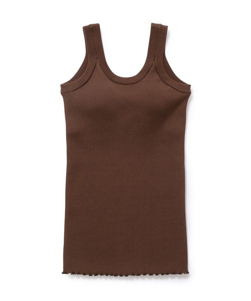 ADAM ET ROPE'(アダムエロペ)の「カップ付きニットタンクトップ(タンクトップ・レディース・ダークブラウン/キナリ・FREE)」の8枚目の写真