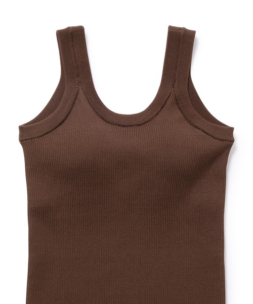 ADAM ET ROPE'(アダムエロペ)の「カップ付きニットタンクトップ(タンクトップ・レディース・ダークブラウン/キナリ・FREE)」の6枚目の写真
