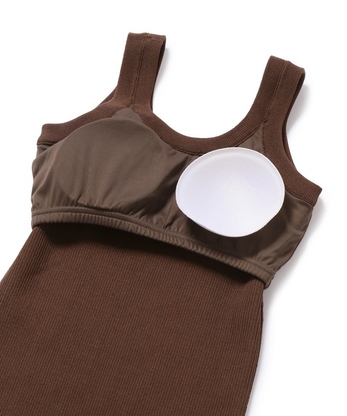 ADAM ET ROPE'(アダムエロペ)の「カップ付きニットタンクトップ(タンクトップ・レディース・ダークブラウン/キナリ・FREE)」の5枚目の写真