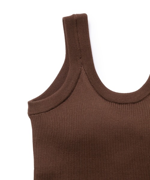 ADAM ET ROPE'(アダムエロペ)の「カップ付きニットタンクトップ(タンクトップ・レディース・ダークブラウン/キナリ・FREE)」の4枚目の写真