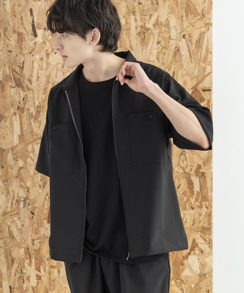 Rocky Monroe(ロッキーモンロー)の「【セットアップ】ポリトロ 半袖オープンカラーシャツ ZIPシャツ&2タックアンクルイージーパンツ(セットアップ・メンズ・ブラック/ブラウン/グレー/アイボリー/ホワイト系/ブラック系/グレー系/ブラウン系・2(M)/3(L)/4(LL)/LL/L/M)」の5枚目の写真