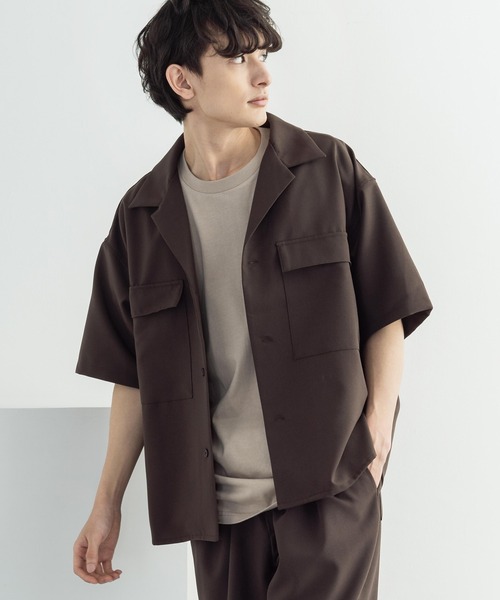 Rocky Monroe(ロッキーモンロー)の「【セットアップ】ポリトロ 半袖オープンカラーシャツ ZIPシャツ&2タックアンクルイージーパンツ(セットアップ・メンズ・ブラック/ブラウン/グレー/アイボリー/ホワイト系/ブラック系/グレー系/ブラウン系・2(M)/3(L)/4(LL)/LL/L/M)」の7枚目の写真