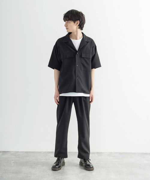 Rocky Monroe(ロッキーモンロー)の「【セットアップ】ポリトロ 半袖オープンカラーシャツ ZIPシャツ&2タックアンクルイージーパンツ(セットアップ・メンズ・ブラック/ブラウン/グレー/アイボリー/ホワイト系/ブラック系/グレー系/ブラウン系・2(M)/3(L)/4(LL)/LL/L/M)」の14枚目の写真