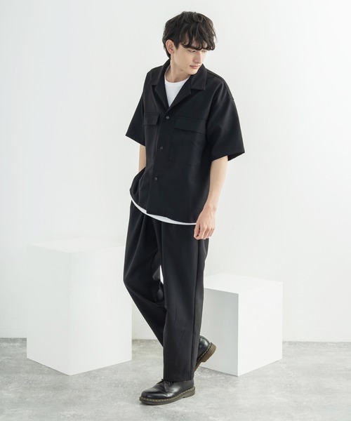 Rocky Monroe(ロッキーモンロー)の「【セットアップ】ポリトロ 半袖オープンカラーシャツ ZIPシャツ&2タックアンクルイージーパンツ(セットアップ・メンズ・ブラック/ブラウン/グレー/アイボリー/ホワイト系/ブラック系/グレー系/ブラウン系・2(M)/3(L)/4(LL)/LL/L/M)」の9枚目の写真