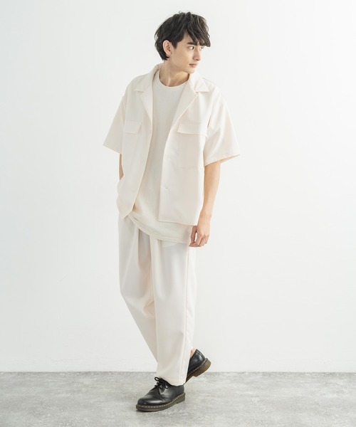 Rocky Monroe(ロッキーモンロー)の「【セットアップ】ポリトロ 半袖オープンカラーシャツ ZIPシャツ&2タックアンクルイージーパンツ(セットアップ・メンズ・ブラック/ブラウン/グレー/アイボリー/ホワイト系/ブラック系/グレー系/ブラウン系・2(M)/3(L)/4(LL)/LL/L/M)」の16枚目の写真