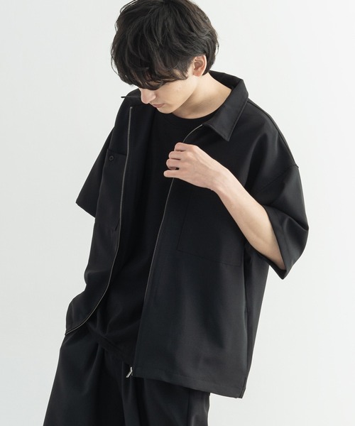 Rocky Monroe(ロッキーモンロー)の「【セットアップ】ポリトロ 半袖オープンカラーシャツ ZIPシャツ&2タックアンクルイージーパンツ(セットアップ・メンズ・ブラック/ブラウン/グレー/アイボリー/ホワイト系/ブラック系/グレー系/ブラウン系・2(M)/3(L)/4(LL)/LL/L/M)」の11枚目の写真