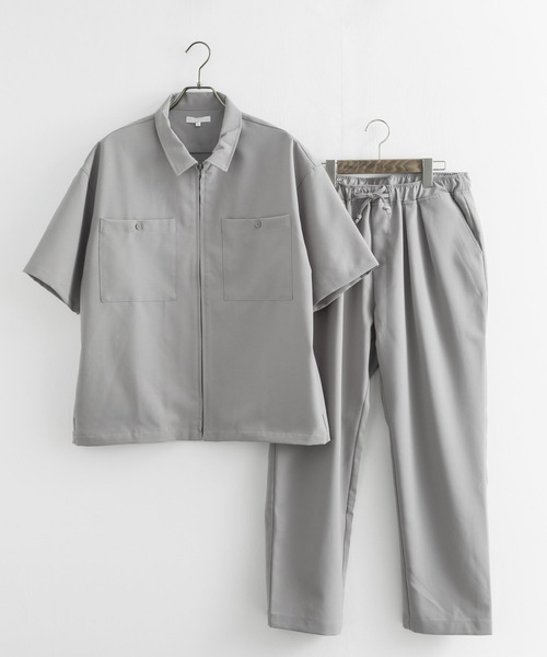 Rocky Monroe(ロッキーモンロー)の「【セットアップ】ポリトロ 半袖オープンカラーシャツ ZIPシャツ&2タックアンクルイージーパンツ(セットアップ・メンズ・ブラック/ブラウン/グレー/アイボリー/ホワイト系/ブラック系/グレー系/ブラウン系・2(M)/3(L)/4(LL)/LL/L/M)」の22枚目の写真