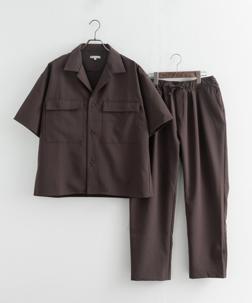 Rocky Monroe(ロッキーモンロー)の「【セットアップ】ポリトロ 半袖オープンカラーシャツ ZIPシャツ&2タックアンクルイージーパンツ(セットアップ・メンズ・ブラック/ブラウン/グレー/アイボリー/ホワイト系/ブラック系/グレー系/ブラウン系・2(M)/3(L)/4(LL)/LL/L/M)」の15枚目の写真